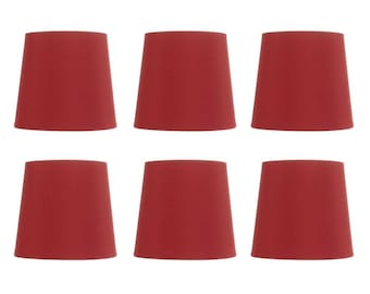 Red Four Inch Tapered Drum Clip on Chandelier Lampshades (Set of Six)