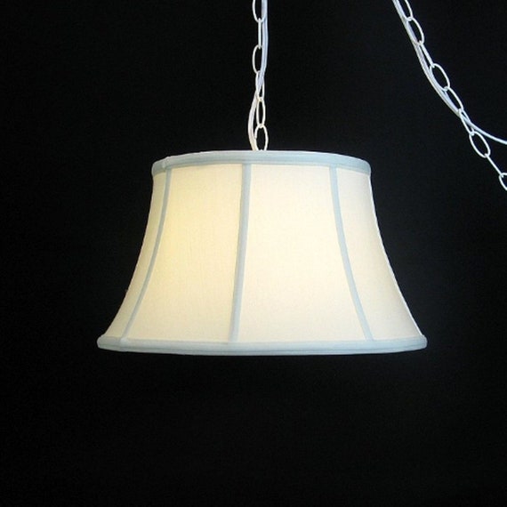 Eggshell Silk 17 Inch Flared Drum Portable Swag Lamp Shade Etsy