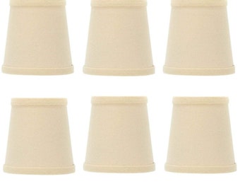 Beige Linen 4 Inch Barrel Drum Clip On Chandelier Shades (Set of 6)