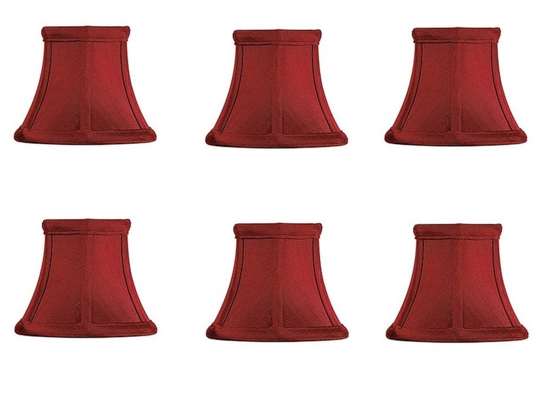 Set Of 6 Red Bell 5 Inch Chandelier Lamp Shade Mini Clip On
