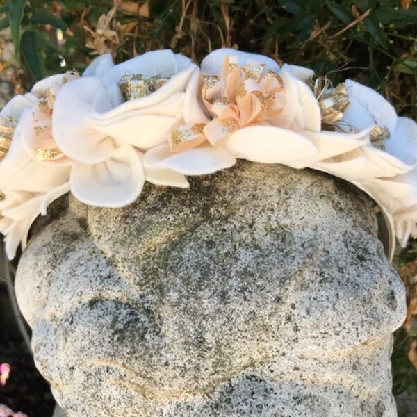Felt Flower Headband | Bridal Headband | Boho Wedding Headpiece | Woodland Fairy Headpiece | Floral Headband | Rustic Wedding | Felt Flowers