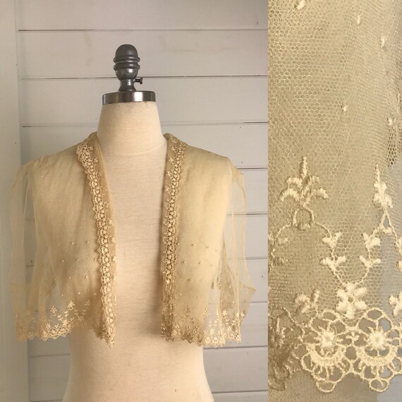 Victorian Bridal Jacket / Antique Lace Bridal Cape