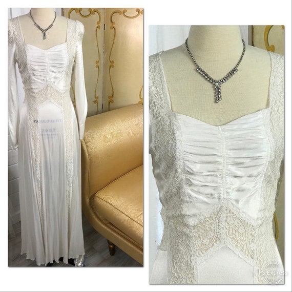 1930's Vintage Wedding Dress / Art Deco Wedding D… - image 1