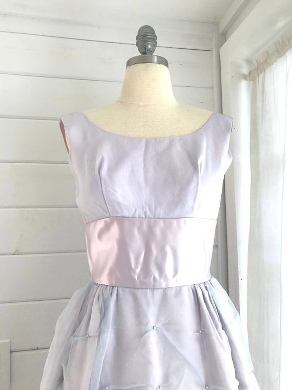 1960s Lavender and Pink Formal Gown / Vintage Pro… - image 1