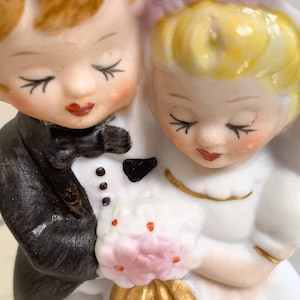 Vintage 1960s Bride and Groom Wedding Cake Topper | Vintage Wedding Cake Topper | Vintage Ceramic Wedding Cake Topper