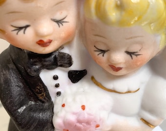 Vintage 1960s Bride and Groom Wedding Cake Topper | Vintage Wedding Cake Topper | Vintage Ceramic Wedding Cake Topper