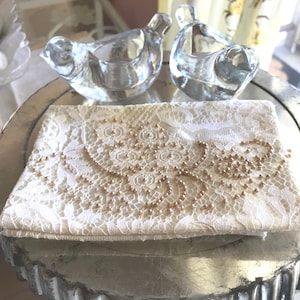 1940s Vintage hand beaded bridal clutch | Art Deco hand beaded bridal bag or bible cover | vintage bridal bag | Vintage Bridal Accessory