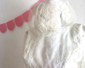 1960s Boho Chic Floor Length Vintage Wedding Dress / Hippie Wedding Dress / Vintage Wedding Dress / Boho Bridal Gown / Garden Wedding Dress