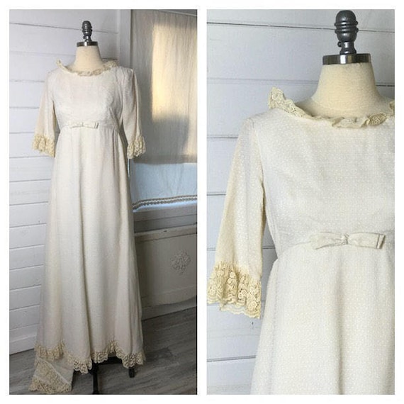 1960s Vintage White Dotted Swiss Vintage Wedding … - image 1