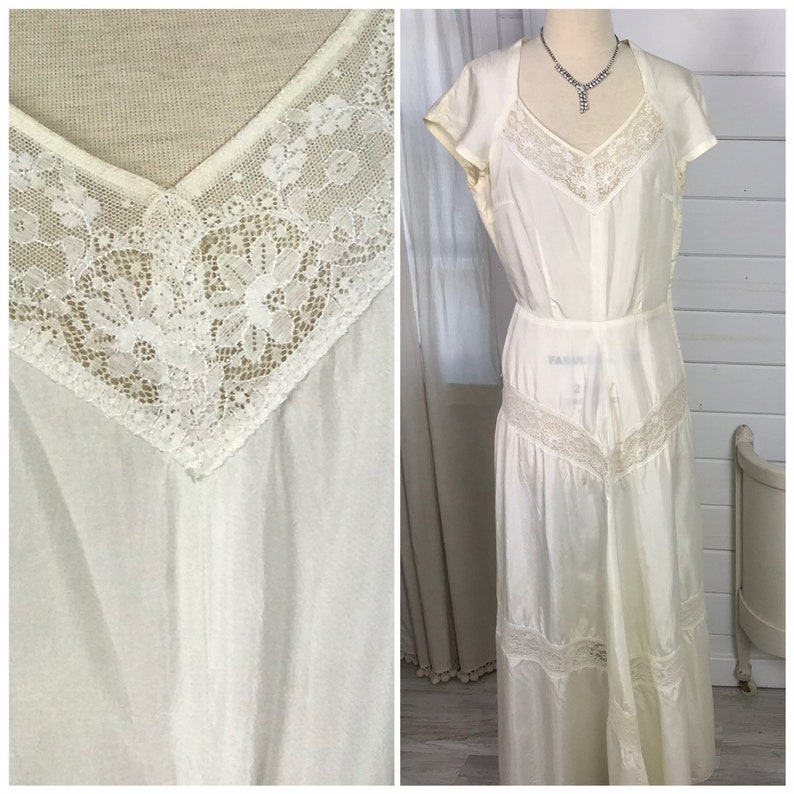 1930s Vintage Ivory Casual Wedding Dress With Peek-a-boo Lace - Etsy