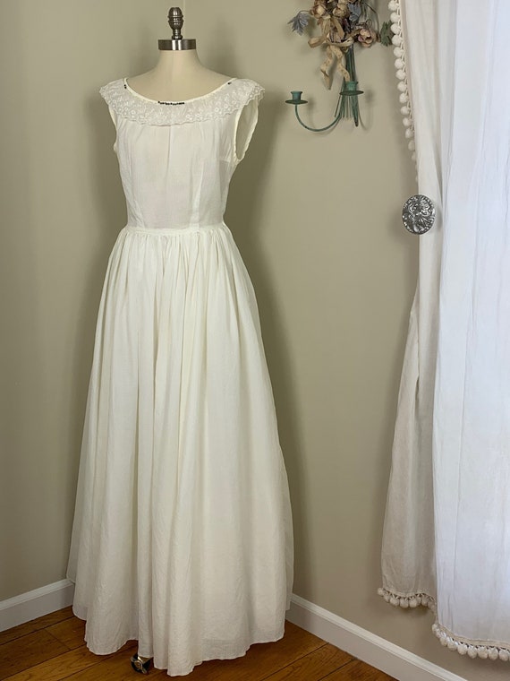 1960s Simple and Sweet Wedding Dress / Casual Cot… - image 4