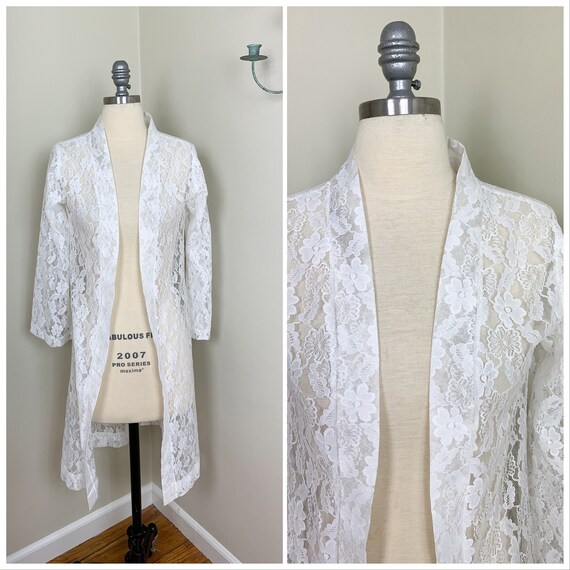 1970s Long White Sheer Lace Vintage Wedding Cover