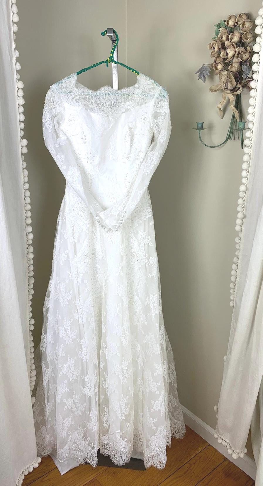 Vestido de novia de encaje blanco de los años 60 Vestido de