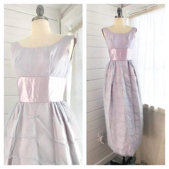 1960s Lavender and Pink Formal Gown / Vintage Pro… - image 2