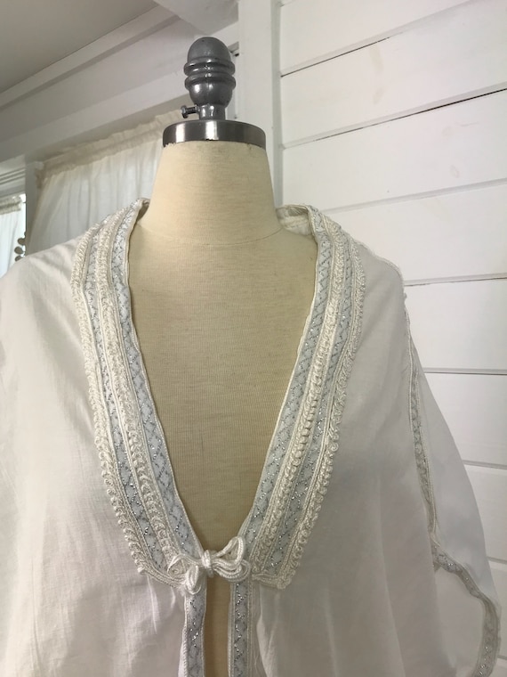 Long White and Silver Boho Wedding Cover or Bridal