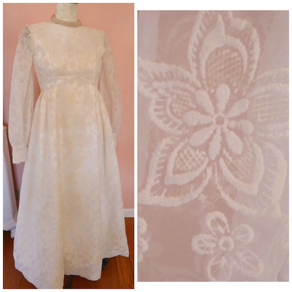 1960s Boho Chic Floor Length Vintage Wedding Dres… - image 1