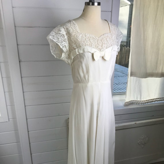 1950s Vintage Ivory Casual Wedding Dress / 1950s … - image 6