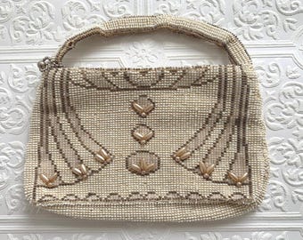 Vintage hand beaded Art Deco bridal clutch with Czech Beads | 1920s hand beaded bridal bag | Art Deco Bridal Accessory | Great Gatsby