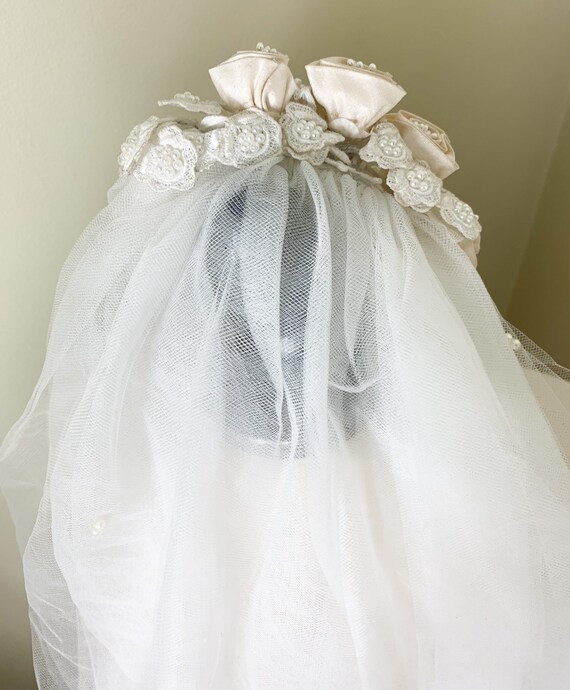 1980s Vintage Floral Bridal Veil / Vintage Bridal… - image 3