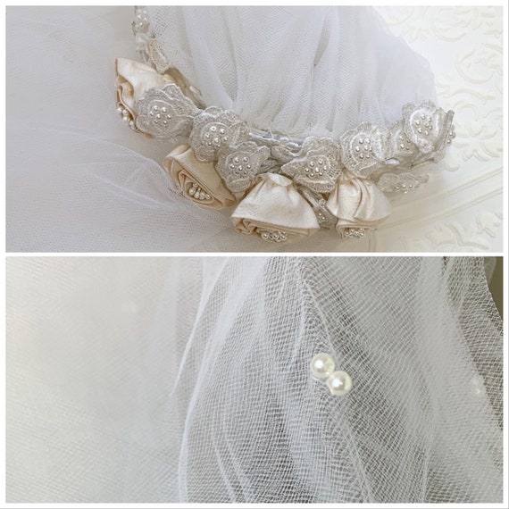 1980s Vintage Floral Bridal Veil / Vintage Bridal… - image 8