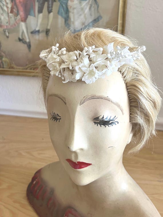 Vintage 1930s/1940s Wax Flower Bridal Crown Wedding‎ Tiara Headpiece A bittersweet moment with this stunning 1930s bridal  main image 4