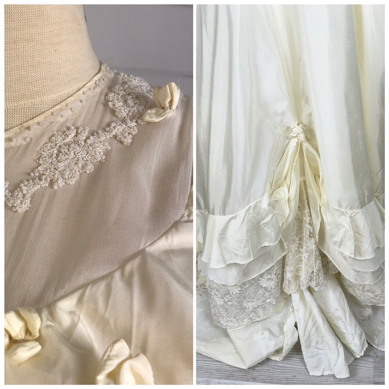 1930s Vintage Ivory Wedding Dress With Illusion Neckline Vintage 1930s ...