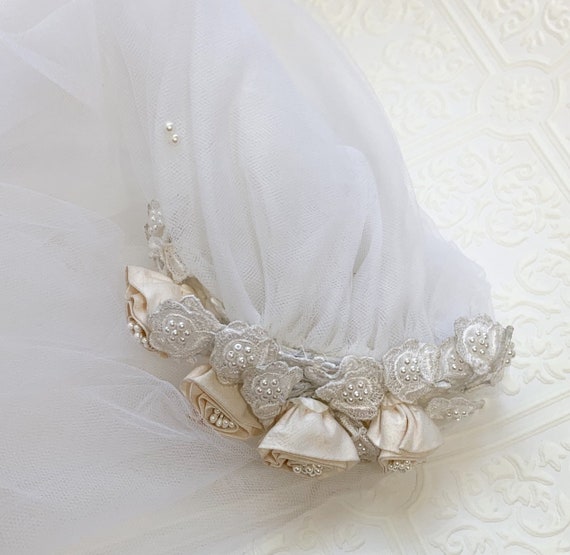 1980s Vintage Floral Bridal Veil / Vintage Bridal… - image 9