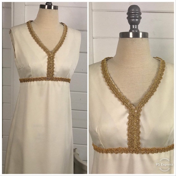 1960s Mid Century Modern Sleeveless Wedding Dress… - image 1