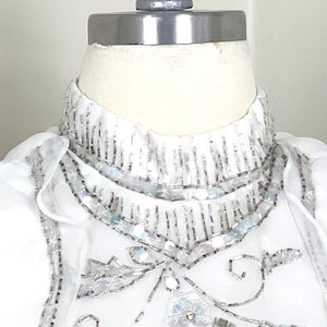 1980s Custom 1970s Sleeveless White Ballerina Length Wedding Dress | Vintage Wedding Dress Gown with Sequins, Beads and Rhinestones