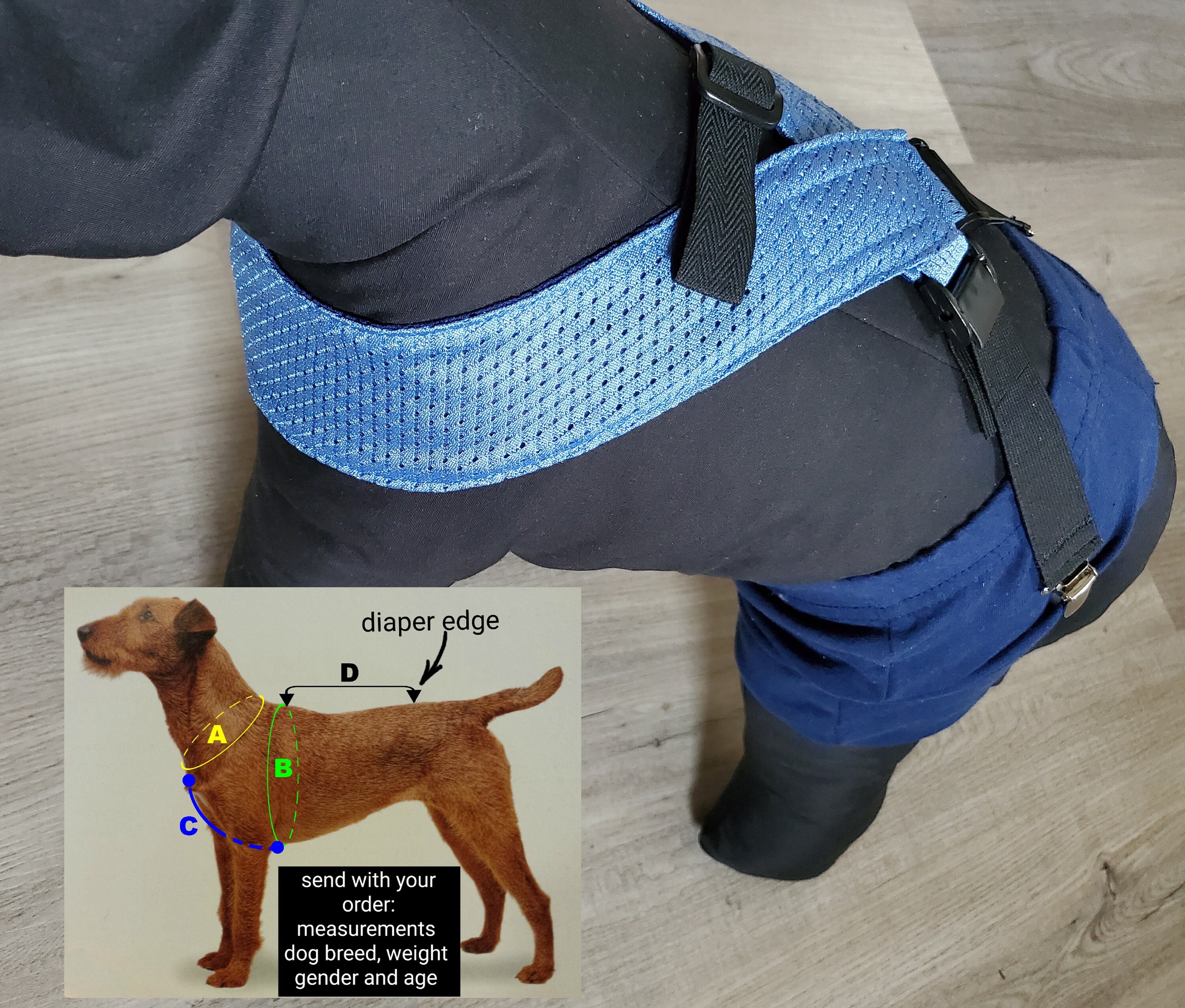 Fitted Basic Dog Suspenders Sky Blue. Made Following Etsy