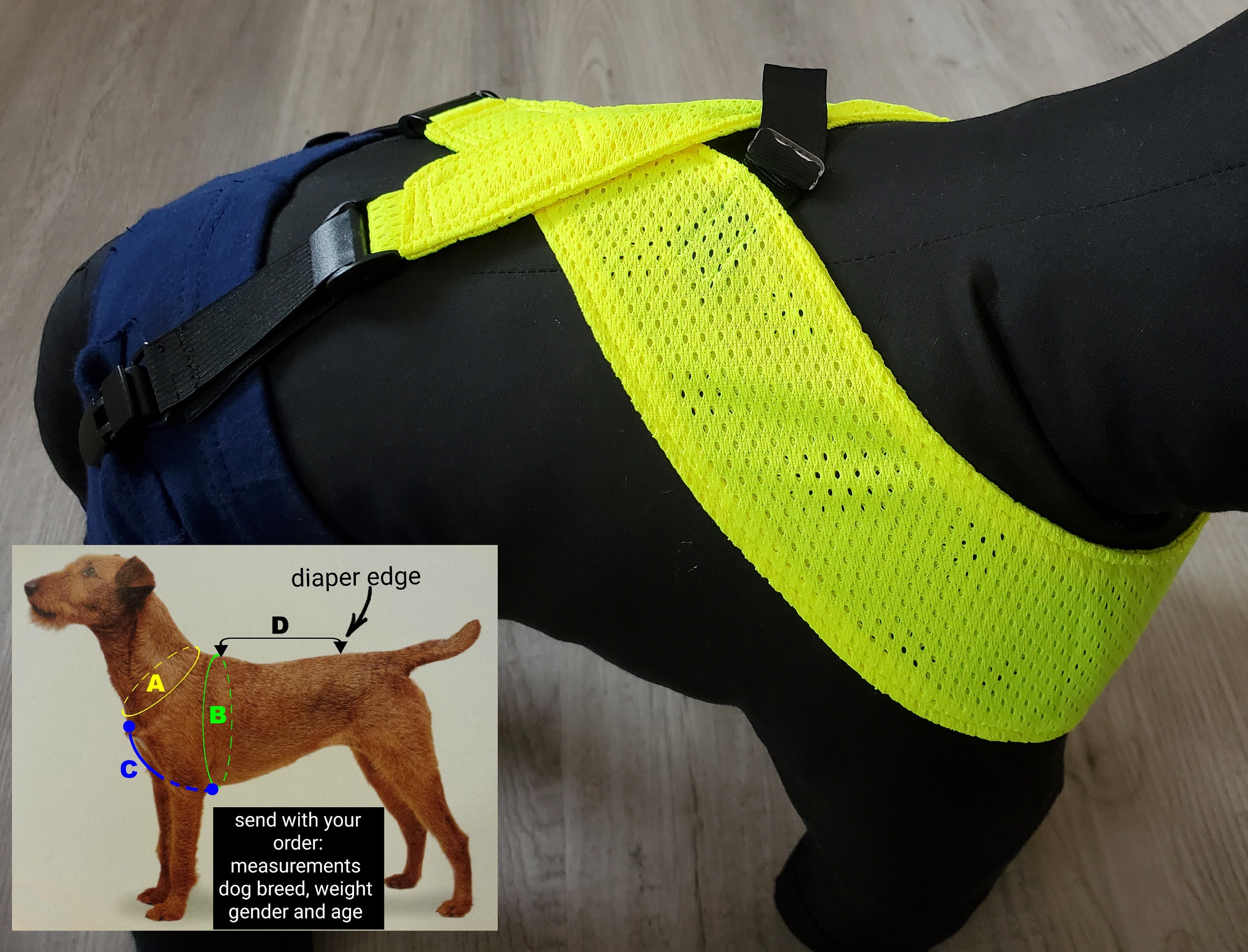 Fitted Basic Dog Suspenders Neon Yellow. Made Following Dog Etsy