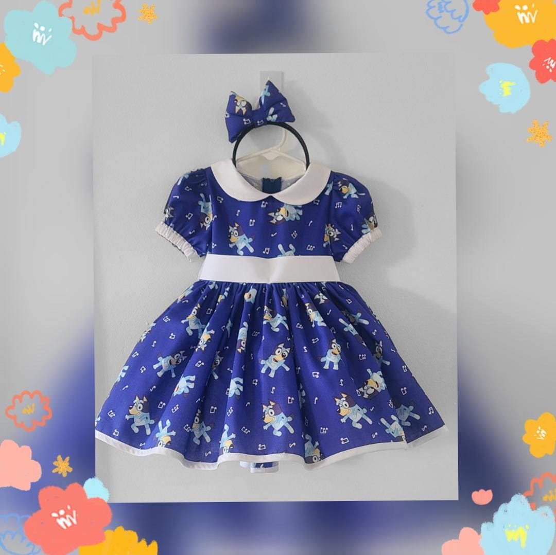 Paty Organic Cotton Peter Pan Collared Short Set, Blue Stripe