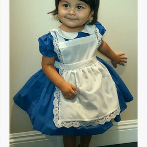 Alice in Wonderland Cotton Dress with Petticoat and Headband sizes 12 months , free custom fitting image 4