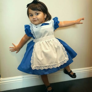 Alice in Wonderland Cotton Dress with Petticoat and Headband sizes 12 months , free custom fitting image 5