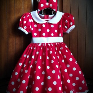 100% Cotton Peter Pan Collar Cotton Min Mouse Polka Dot Dress - Etsy