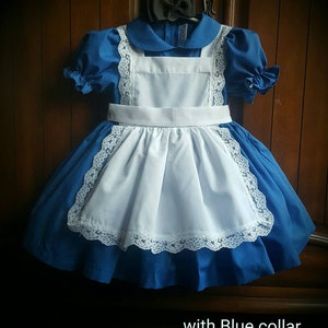 Alice in Wonderland Cotton Dress with Petticoat and Headband sizes 12 months , free custom fitting image 1