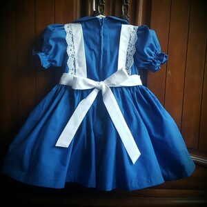 Alice in Wonderland Cotton Dress with Petticoat and Headband sizes 12 months , free custom fitting image 2