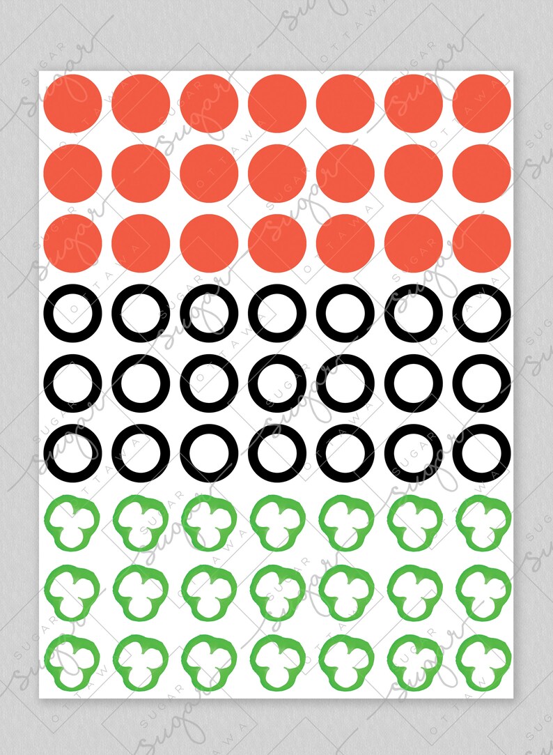 1 inch Pizza Topping Royal Icing Transfer Sheet DIY Cookie