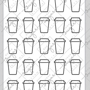 1.5  inch Latte Royal Icing Transfer Sheet, Latte To Go, Coffee To Go Cup