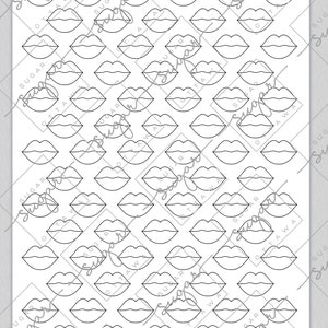 1 inch Lips/Kiss Royal Icing Transfer Sheet