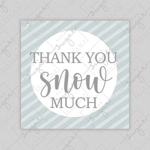 Thank You Snow Much - 2&quot; Square Cookie Printable Christmas Holiday Gift Tag