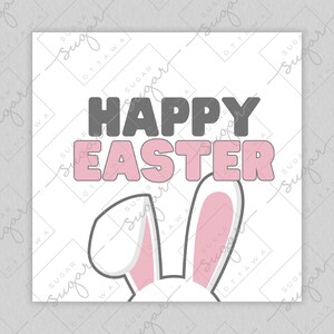 Happy Easter Bunny Ears Cookie Tag Printable