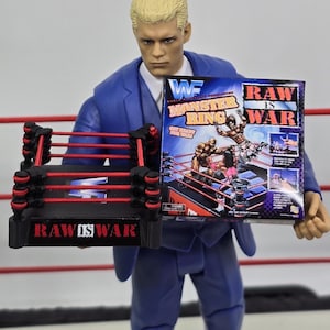 1:12 WWE WWF RAW è War Monster Ring personalizzato in miniatura con stampa 3D, scatola da esposizione retrò, giocattolo in scala 1/12 con corde elastiche, mini wrestling