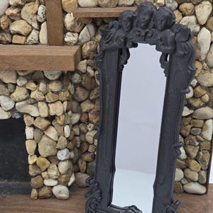 1:12 Scale Gothic Horror Mirror Conjuring Inspired Dollhouse Miniature Mini Demon Mirror with Angels 7 Inches
