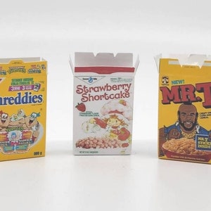 1:12 Cereal Boxes Mr. T Strawberry Shortcake TMNT Shreddies Spaceballs Mini Display Boxes (EMPTY or 3-D printed &quot;Cereal&quot; inside) 1/12 Scale