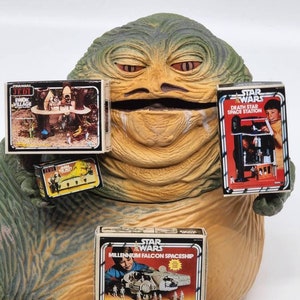 Conjunto de brinquedos em miniatura Star Wars 1:12, personalizado, com arte de fã, em escala reduzida, com 4 caixas, Millennium Falcon, Vila Ewok, Estrela da Morte, Estação Espacial, Jabba Hutt (VAZIO)