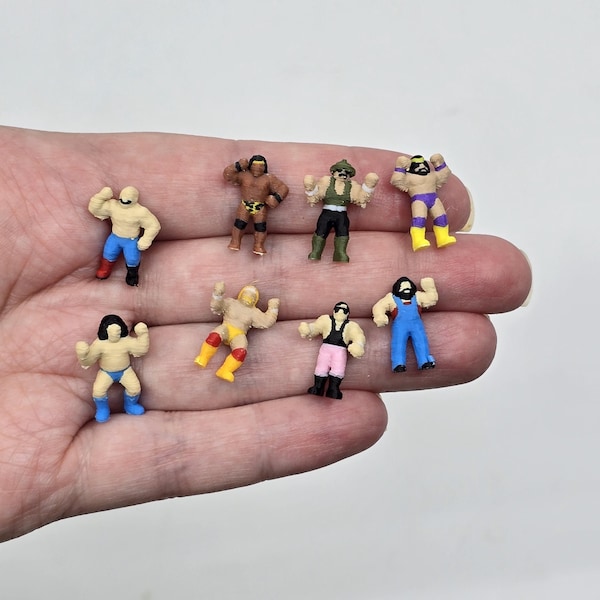 1:12 Scale Tiny WWF Superstars Custom 3D Print Mini Figure Wrestler Hulk Andre Snuka Hillbilly Jim Iron Sheik Macho Man Miniature Set