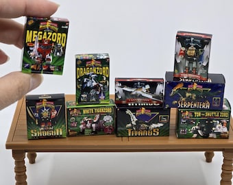 Minicaja vacía de exhibición de Power Rangers MMPR a escala 1:12 - Titanus Serpentera Shogun Deluxe Megazord Tor Tigerzord Dragonzord Caja de juguetes en miniatura