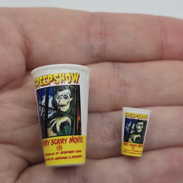 Dollhouse Miniature Creepshow Movie Theater Cup Horror Display Monster Style You Choose Scale 1:6 or 1/12