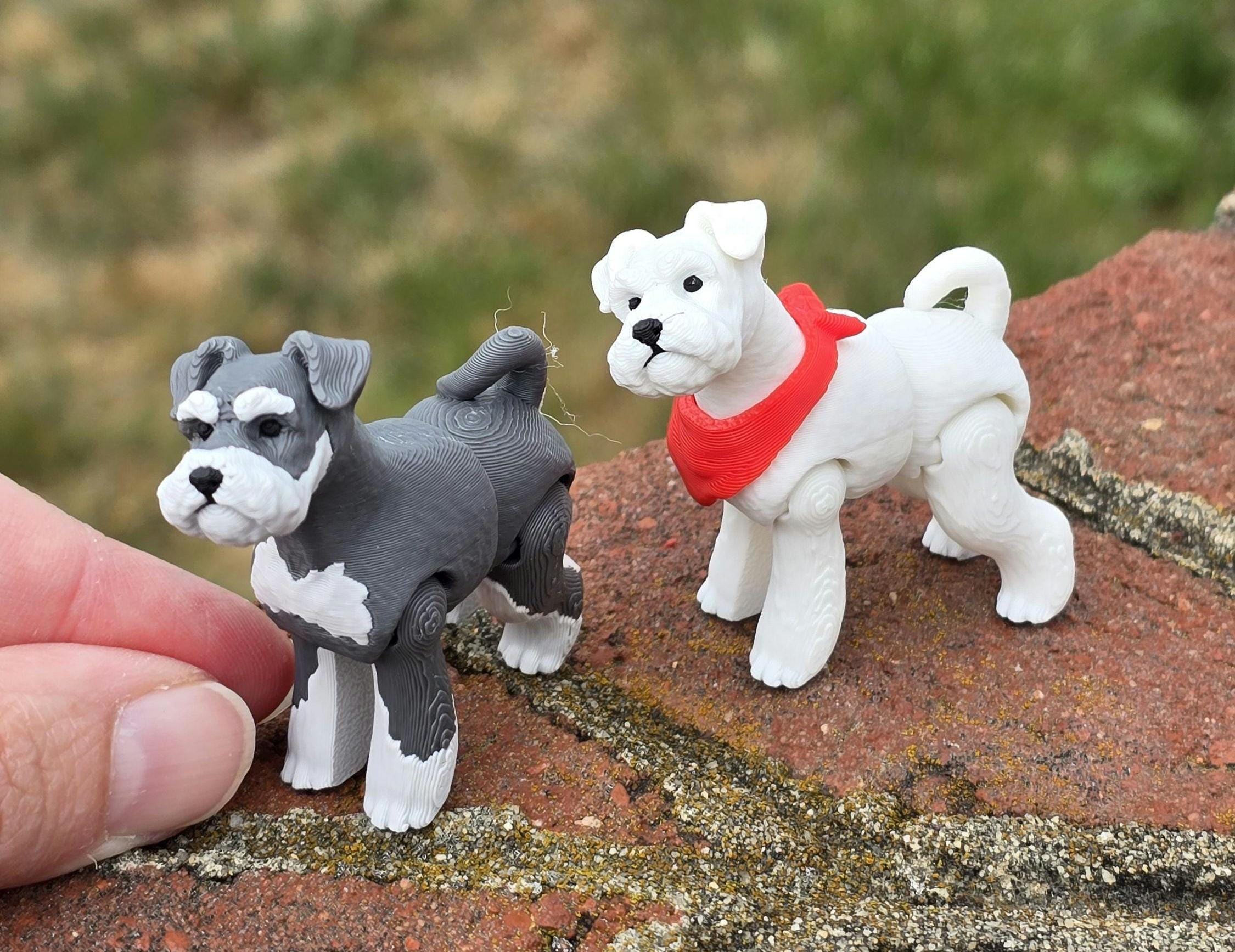 Gray or White Schnauzer Dog Miniature Mini Figure 3D Print